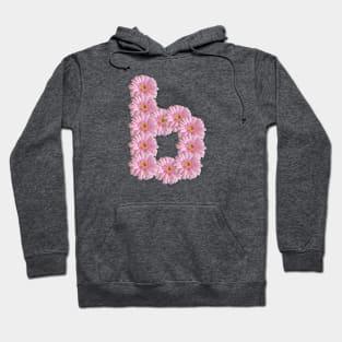 Letter B Pink Gerbera Daisy Typography Hoodie